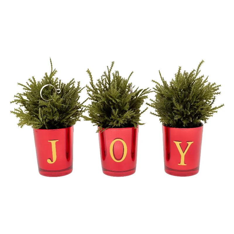 8 in. Christmas Joy Tabletop Card Holder Votive 3 Piece