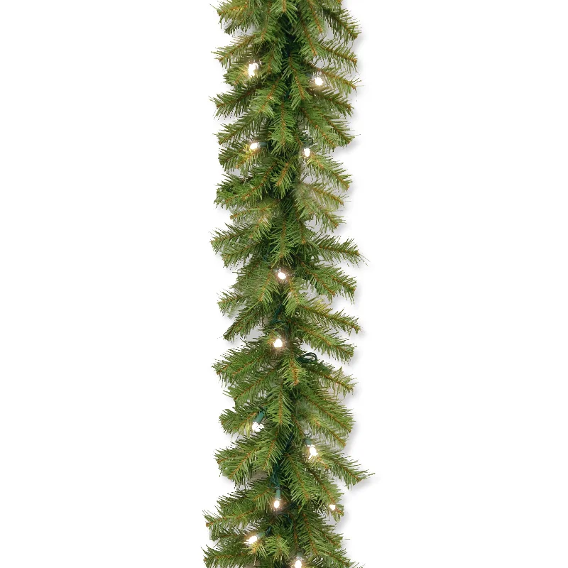 9 ft. Pre-Lit Norwood Fir Garland with Warm White LED Lights