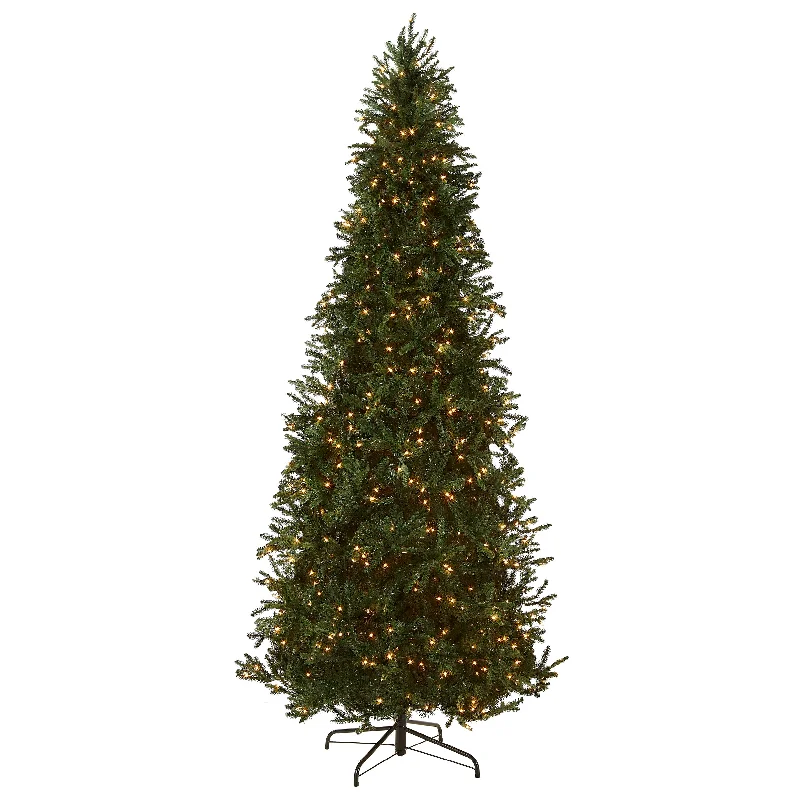 Christmas Santa Surprise 9 ft. Pre-Lit Tiffany Fir Slim Tree with Clear Lights - PE Branch Tips