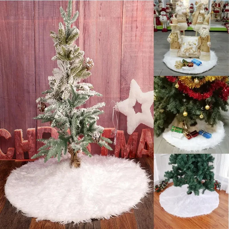 Christmas Holiday Traditions Snowy Plush Christmas Tree Floor Mat