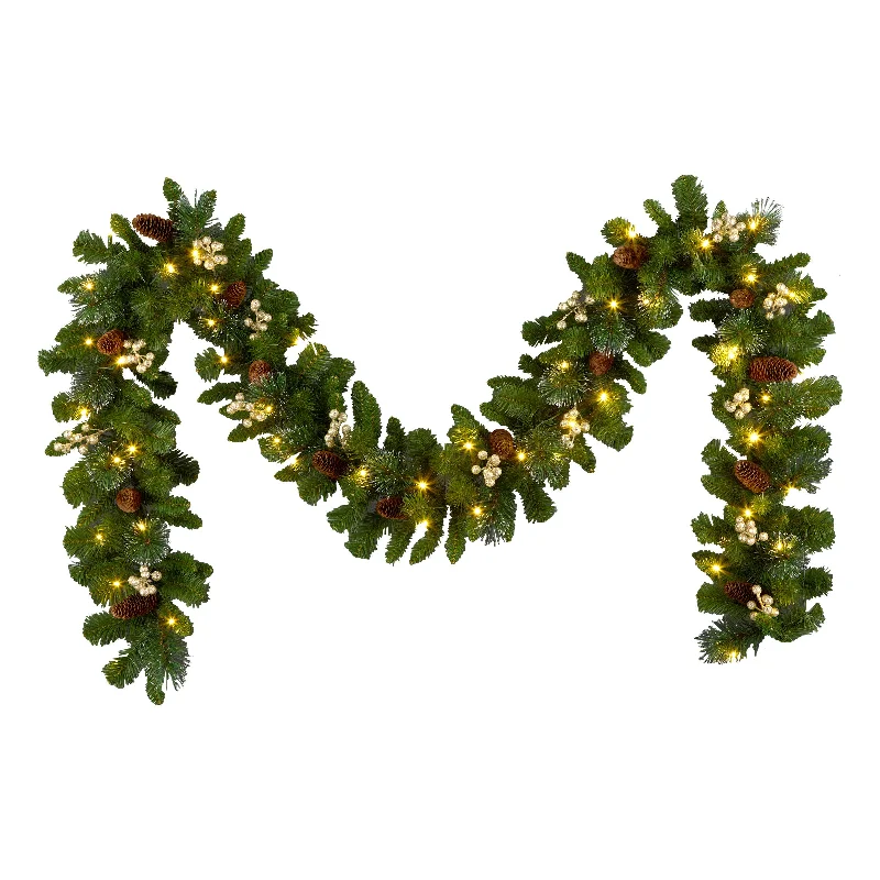 9ft. Crestwood Gold Spruce Garland with Clear Lights