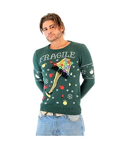 Christmas Classic Traditions A Christmas Story Fragile Leg Lamp Light Up Green Ugly Christmas Sweater (Adult 4X-Large)