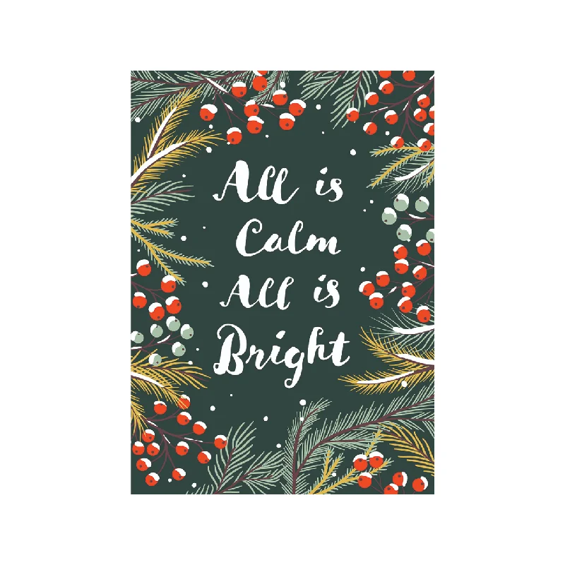 Christmas Santa Workshop All Is Calm Pine Christmas Card