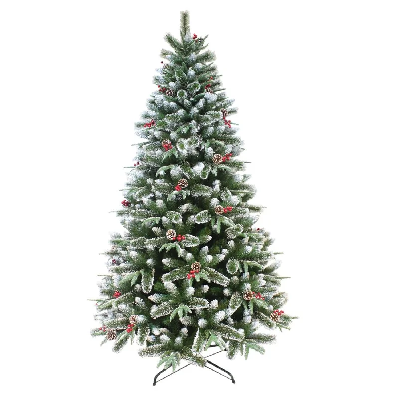 Christmas Holiday Countdown Artificial Christmas Tree Frosted Mixed Pine Berries 6ft/7ft