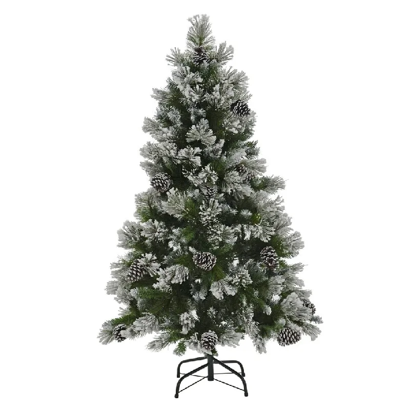 Christmas Cozy Decor Artificial Snow Flocked Christmas Tree With Pine Cones