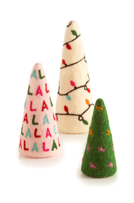 Christmas Holiday Greetings Assorted Set of Three Decorative Christmas Trees