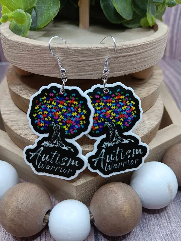 Christmas Candle Warmth Autism Warrior Earrings