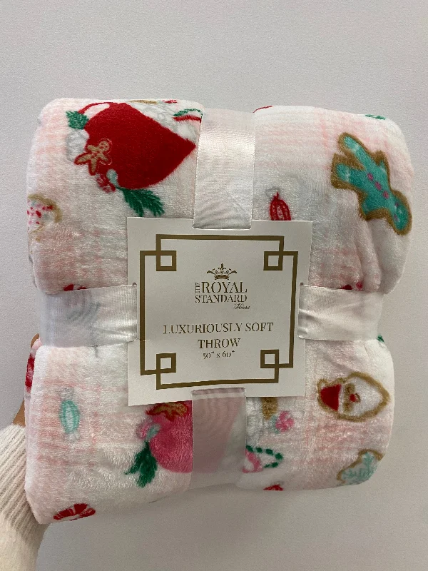 Christmas Reindeer Bells Baking Spirits Bright Pink Plush Throw Blanket