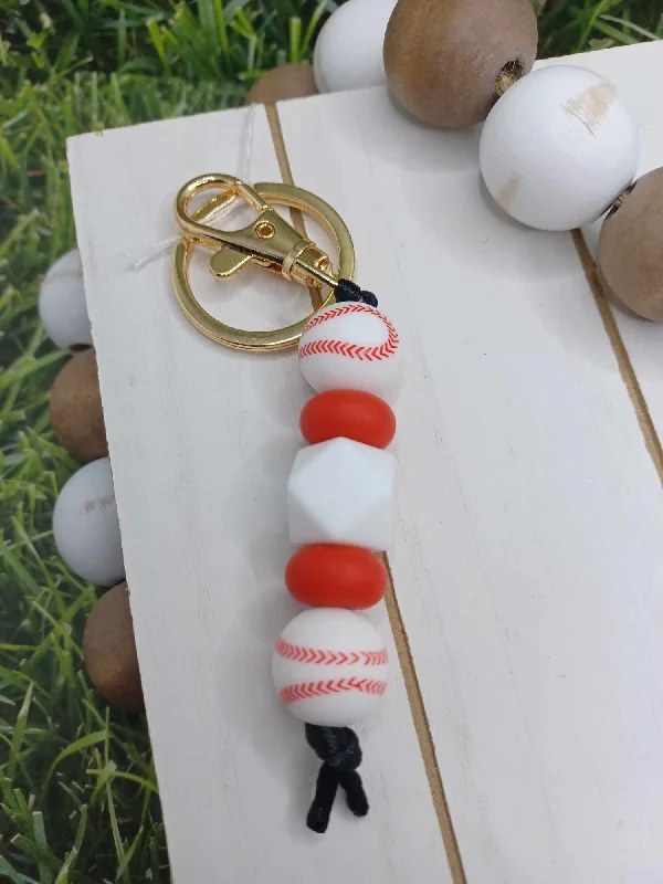Christmas Toy Workshop Baseball Beaded Keychain