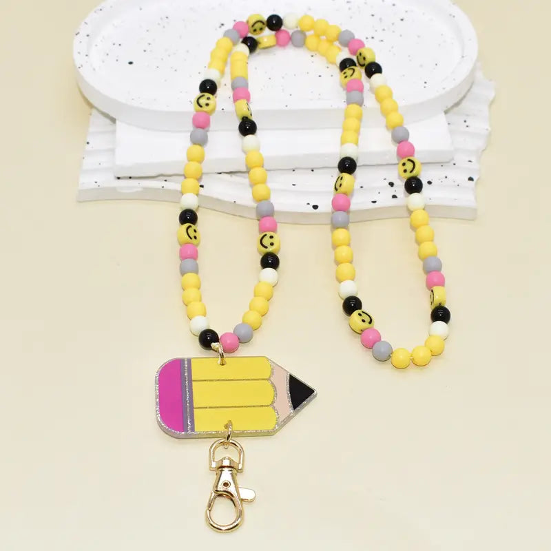 Christmas Family Gathering Beaded Pencil Lanyard