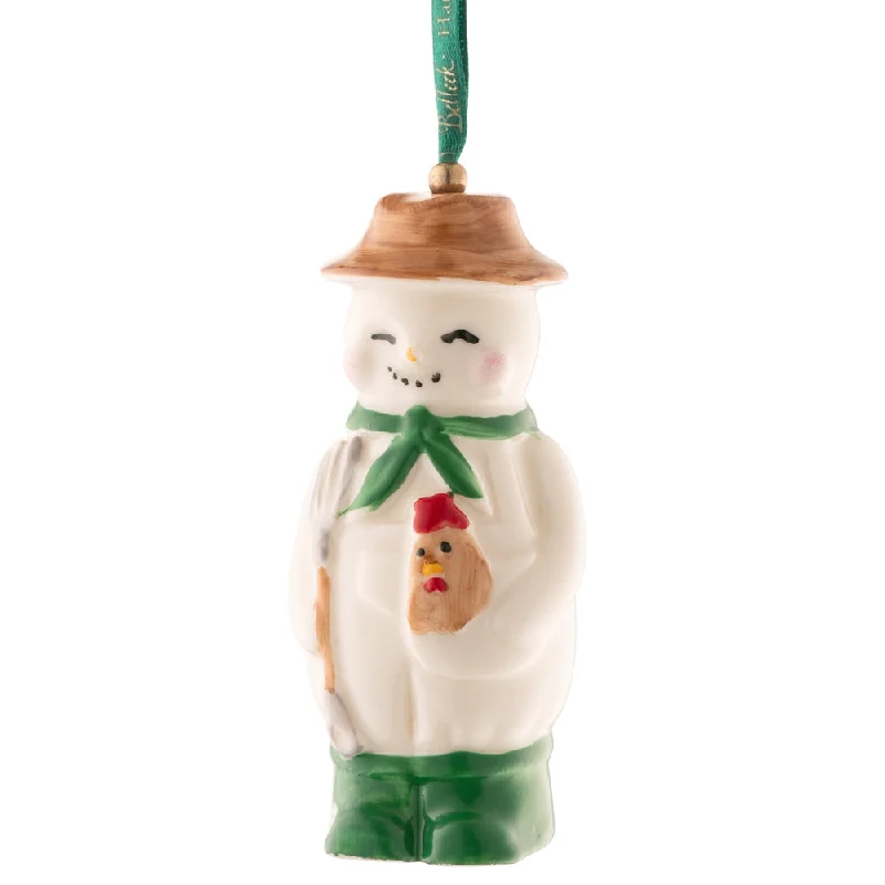 Belleek Classic Farmer Snowman Ornament