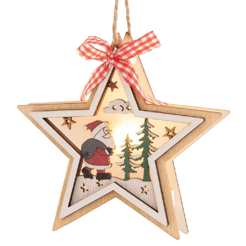 Belleek Living Santa Star LED Wooden Ornament