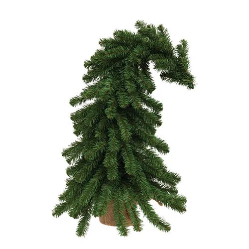 Christmas Glittery Decor Bendable Alpine Tree w/Burlap Base 24"