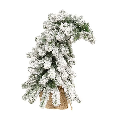 Christmas Pine Tree Farm Bendable Flocked Alpine Tree w/Burlap Base 18"