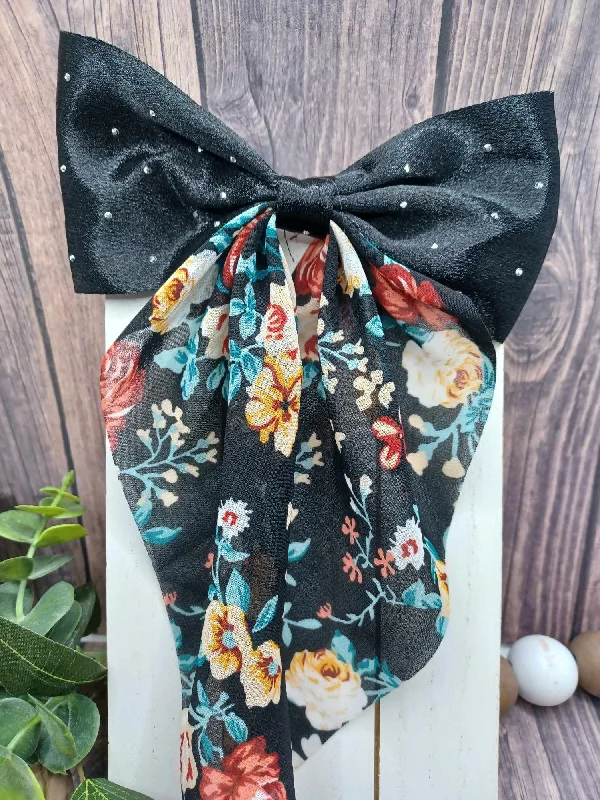 Christmas Holiday Baking Black Floral Hair Accessory