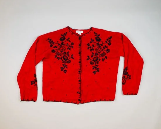 Black Holiday Floral-Large Christmas Sweater