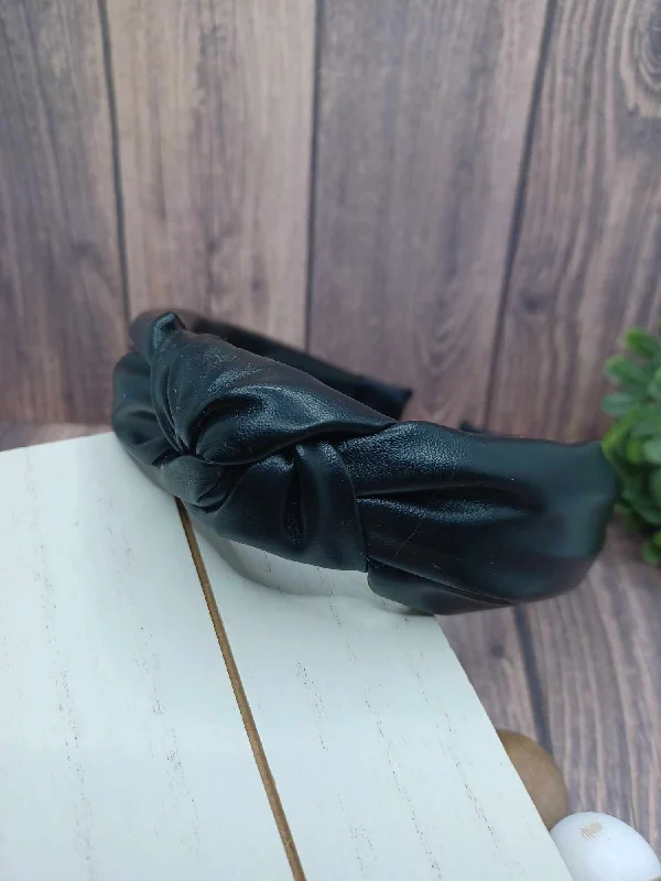 Christmas Home Decorations Black Leather Style Top Knot Headband