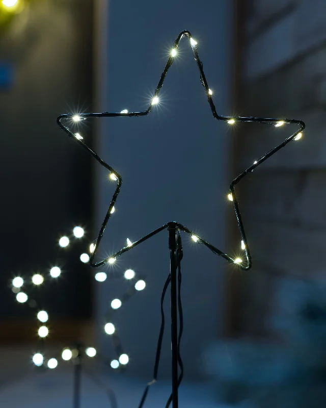 Set of 2 Pre-Lit Star Pathway Lights, 70 cm