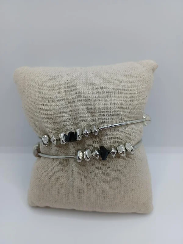 Black & Silver Stretch Bracelet Set