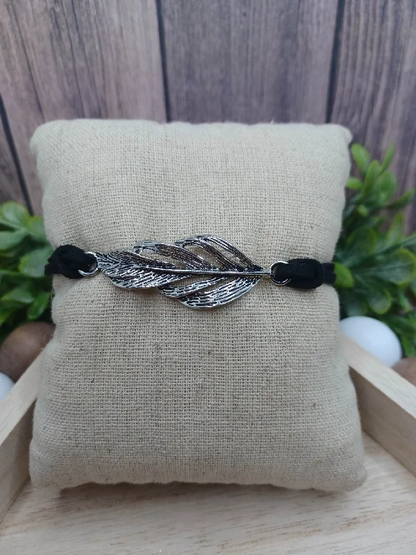 Black Suede Feather Bracelet/Anklet