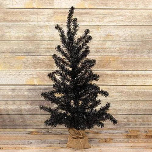 Christmas Holiday Countdown Black Tree w/Burlap Base 3ft