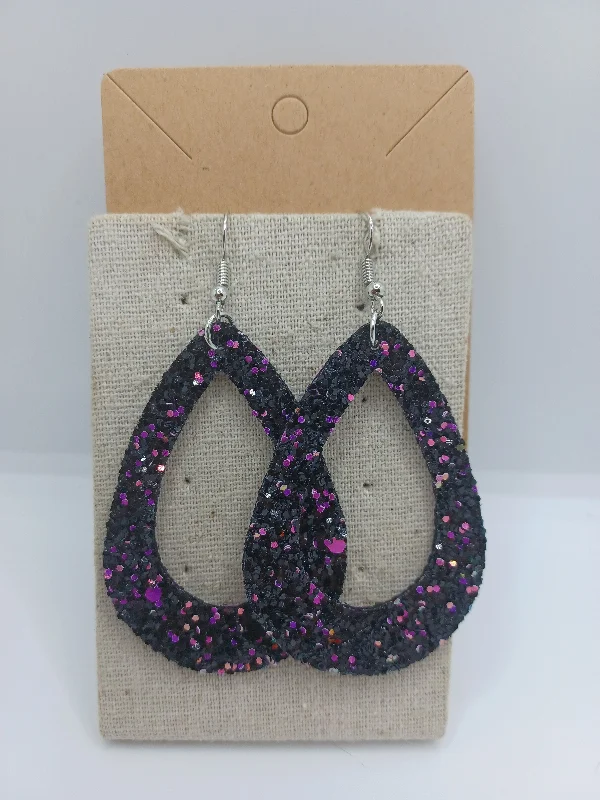 Black w/ Purple Glitter Earrings