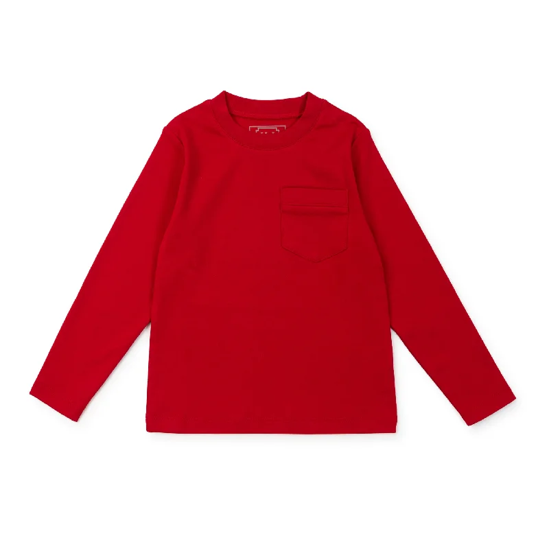 Christmas Beautiful Pine Trees Blake Boys' Longsleeve Pocket T-shirt - Red