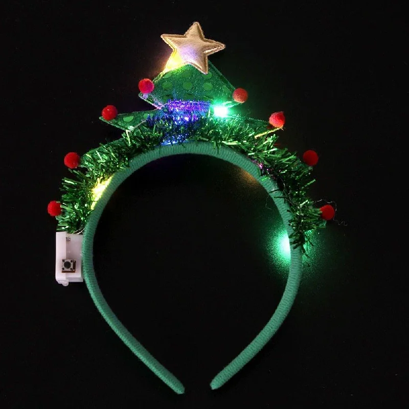 Christmas White Wonderland Blinking Green Christmas Tree Headband - LED Floral Wreath for Festive Occasions Christmas White Wonderland Blinking Green Christmas Tree Headband - LED Floral Wreath for Festive Occasions