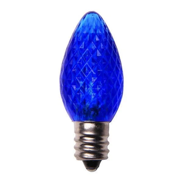 Christmas Traditional Feast Blue C7 Crystal Cut LED Light Bulbs - 25/BX