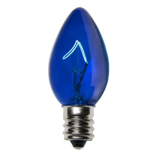 Christmas Winter Joy Blue C7 Transparent Incandescent Light Bulbs - 25/BX