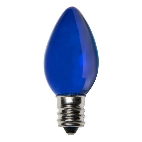 Christmas Holiday Baking Blue C7 Transparent LED Light Bulbs - 25/BX