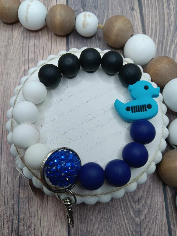 Christmas Jolly Spirit Blue Duck Beaded Wristlet
