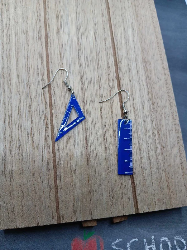 Christmas Holiday Countdown Blue Ruler Themed Earrings