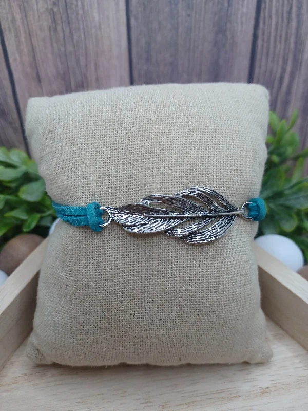 Blue Suede Feather Bracelet/Anklet