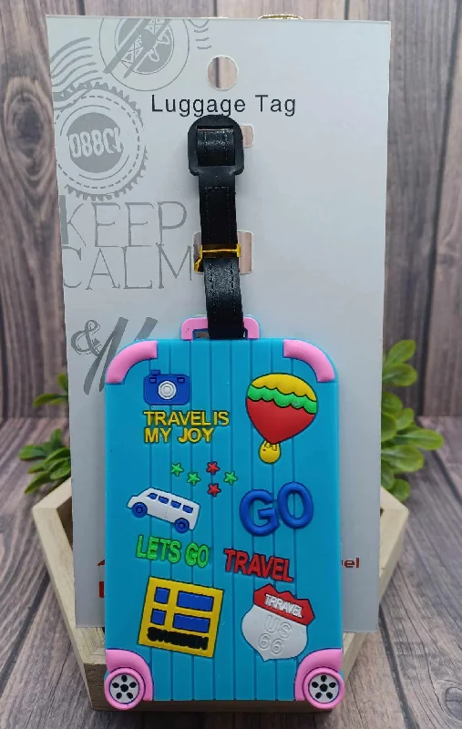 Christmas Glittering Stars Blue Suitcase Themed Luggage Tag