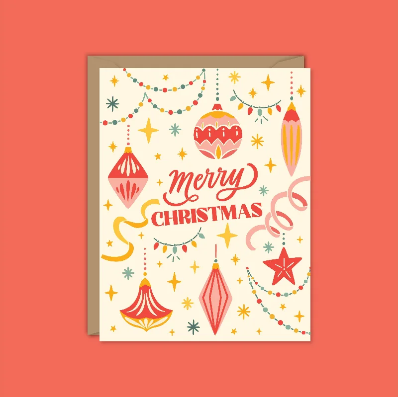 Christmas Gift Wrapping Ideas Merry Christmas Retro Christmas Ornaments Card