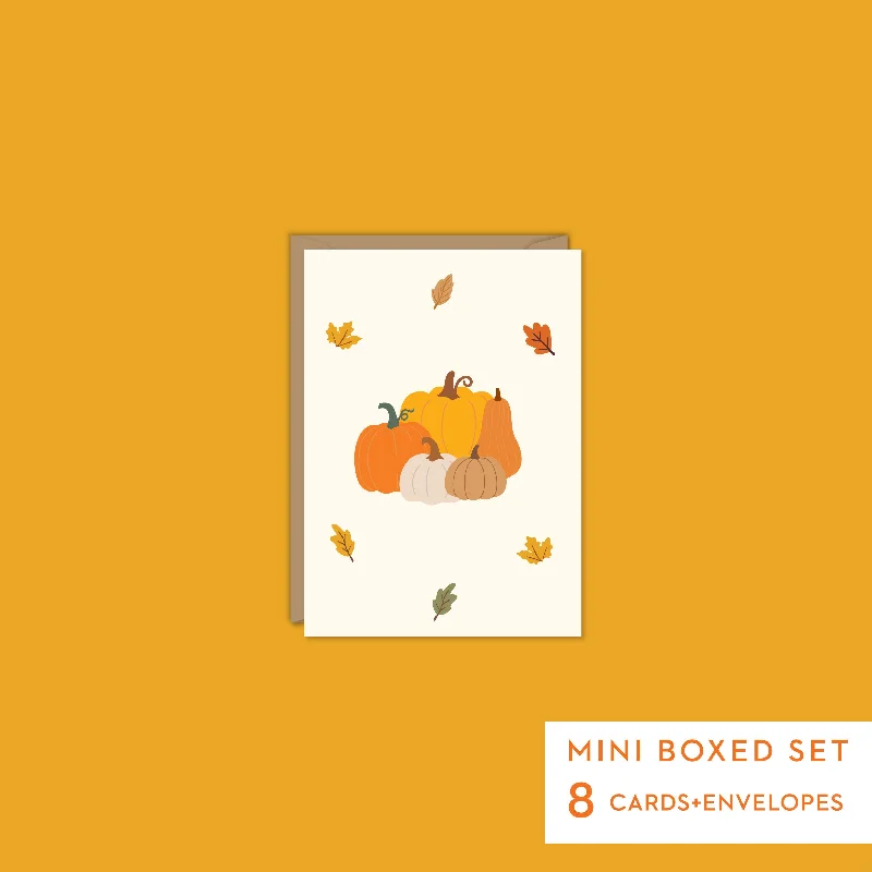 Christmas Pine Tree Farm PUMPKINS THANKSGIVING CARD - Mini Boxed Set of 8 cards