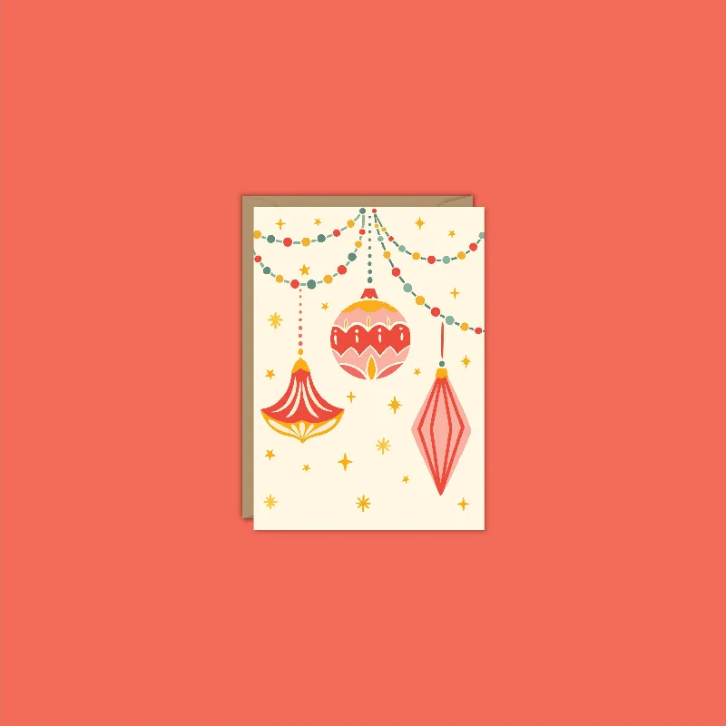 Christmas Star Gazing RETRO CHRISTMAS ORNAMENTS MINI ENCLOSURE CARD