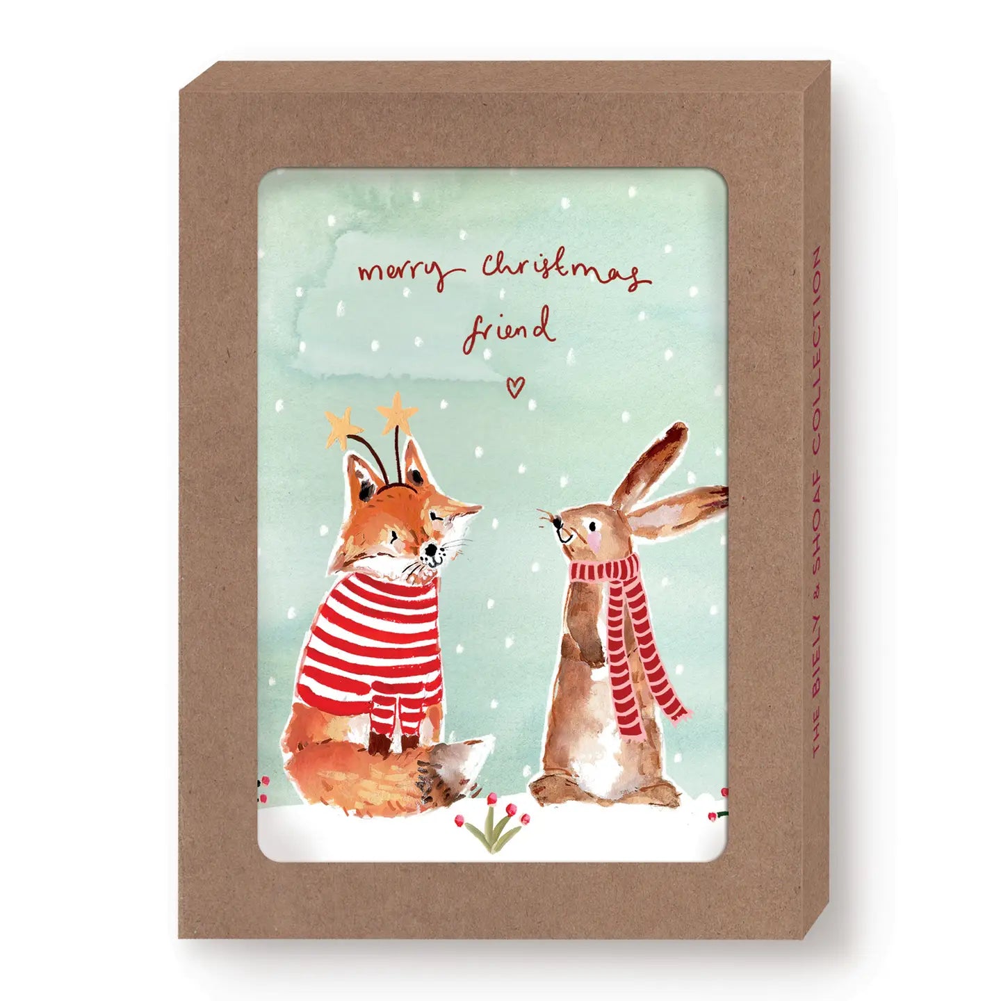 Christmas Reindeer Bells Boxed Holiday Cards - Fox & Bunny