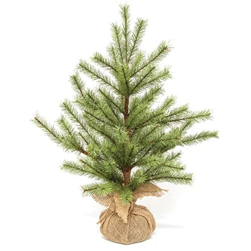 Christmas Star Tree Topper Bristle Country Pine Tree in Burlap Base 24"