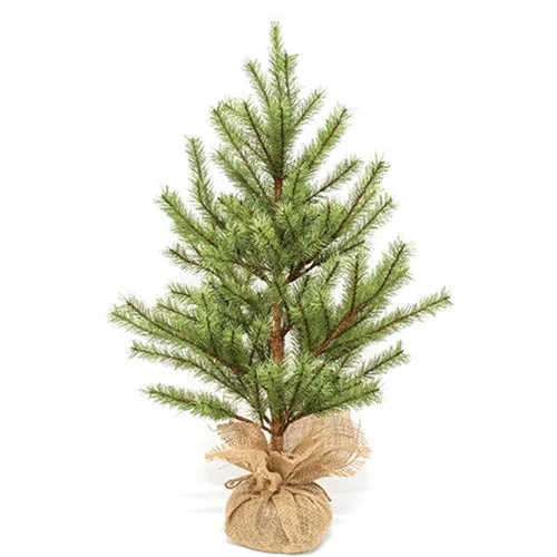 Christmas Golden Bells Bristle Country Pine Tree in Burlap Base 30"