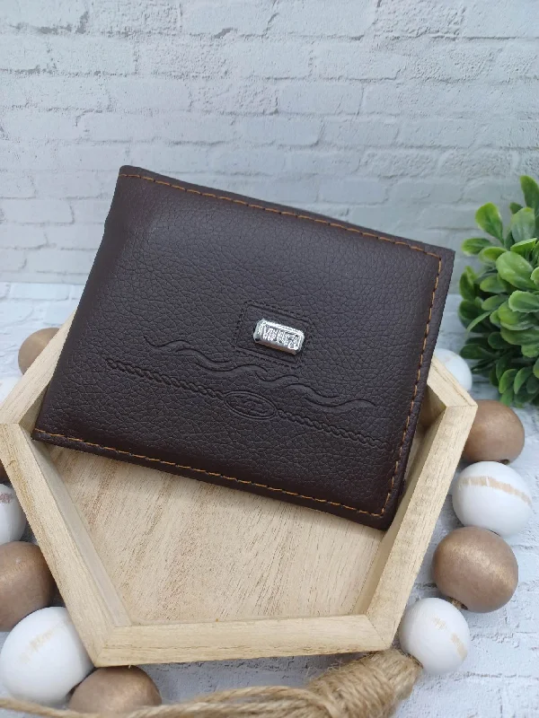 Christmas Cozy Sweaters Brown Stitched Wallet w/ Silver Embellishment