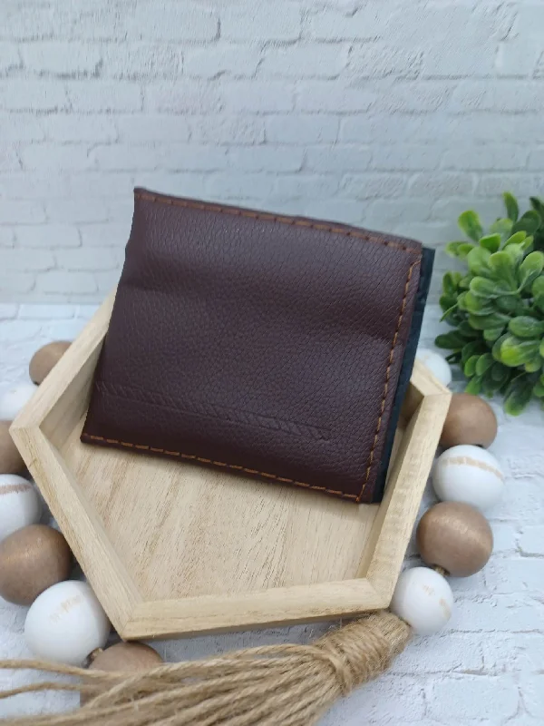 Christmas Evergreen Trees Brown Stitched Wallet