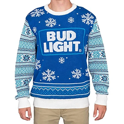 Christmas Winter Magic Bud Light Beer Ugly Christmas Sweater Blue
