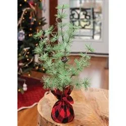 Christmas Warm Glow Buffalo Check Sparkle Pine Tree 18"