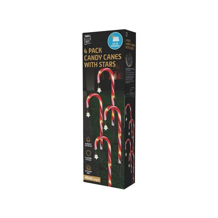 Solar Candy Cane w/ Stars, 4pc