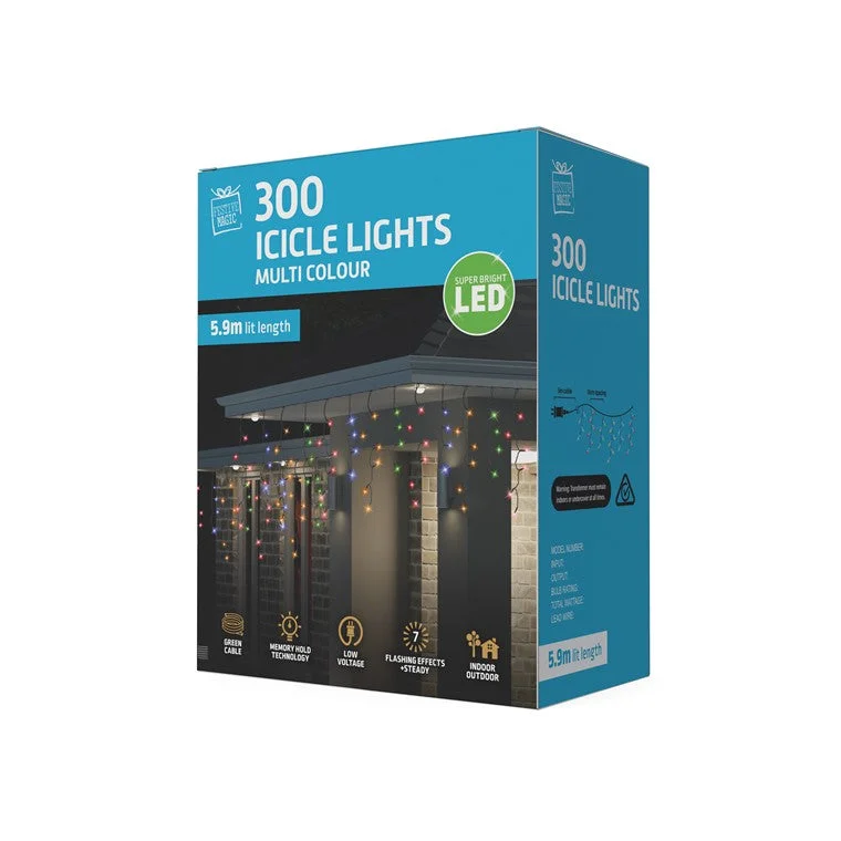 Icicle Lights, Multi Colour, 300 LED