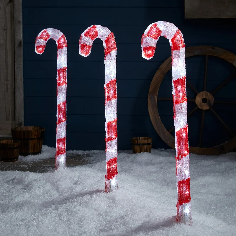 Christmas Twinkling Lights Candy Cane Outdoor Christmas Decoration Trio