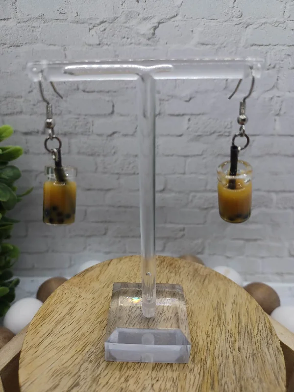 Christmas Midnight Feast Caramel Colored Drink Earrings