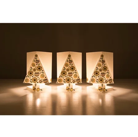 Card + Candle Holder - Christmas Tree Blue Pop-Up Lantern